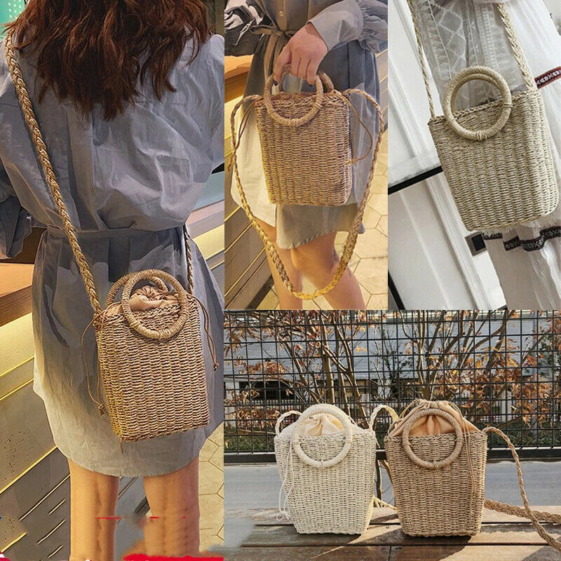 

Summer Ladies Rattan Straw Bag Woven Crossbody Beach Bags Square Handbag Bags