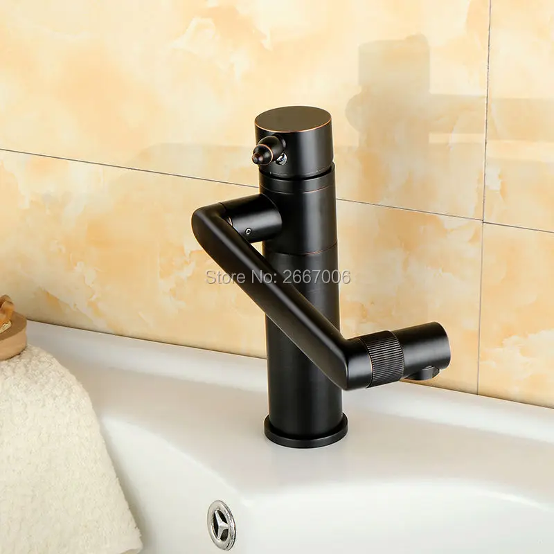 الجملة والتجزئة 360 تدوير خلاط الصنابير خلاط صنبور الغرور بالوعة الحمام الأسود مرنة GI732