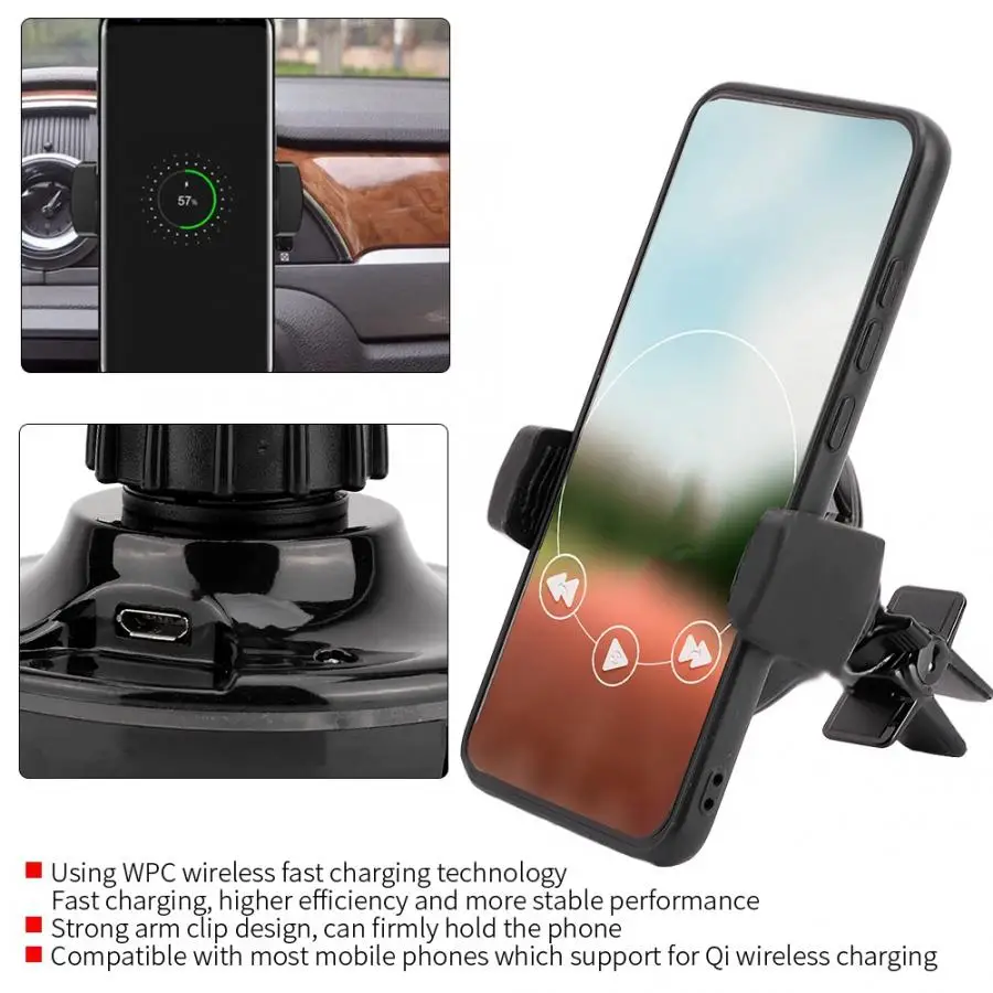 car battery charger car Air Vent Mount Qi Wireless Fast Charging Mobile Phone Charger for Iphone 8/X car accessories