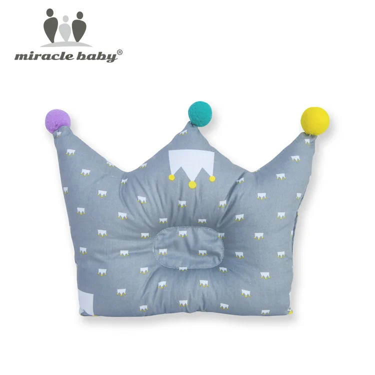Постельное белье в форме короны; детская подушка; хлопковая Подушка для сна; Предотвращающая появление плоской головы; Подушка для новорожденного мальчика и девочки - Цвет: Grey crown