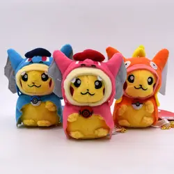 2017 1 шт. Kawaii 15 см Пикачу Косплэй Мега Charizard X Y Pikazard Magikarp Gyarados брелок кулон плюша игрушка