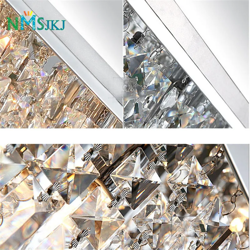 Современная роскошная прямоугольная хрустальная люстра для столовой лампа