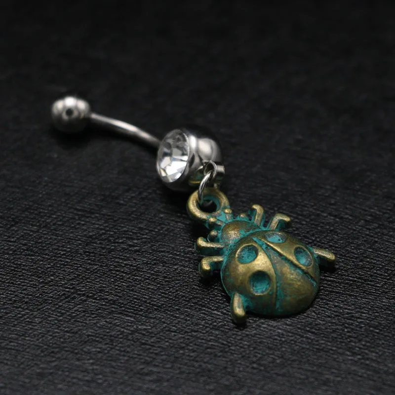 Fashion Lovely Lady Bug Dangle Belly Button Ring Navel Piercing Bar Piercing Ombligo Nombril Body Jewelry For Women Girls New4