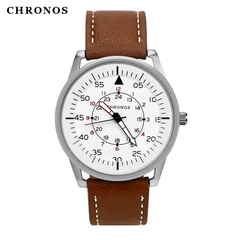 CHRONOS Men Watch Luxury Brand Fashion Male Wristwatch Waterproof  Leather Quartz Business Watches Relogio Masculino