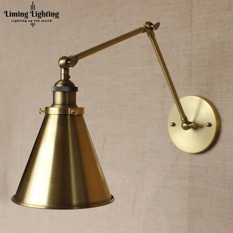 Лофт Утюг латунь ретро промышленные Винтаж крепления настенного светильника светильник качели длинные руки настенный светильник бра Edison