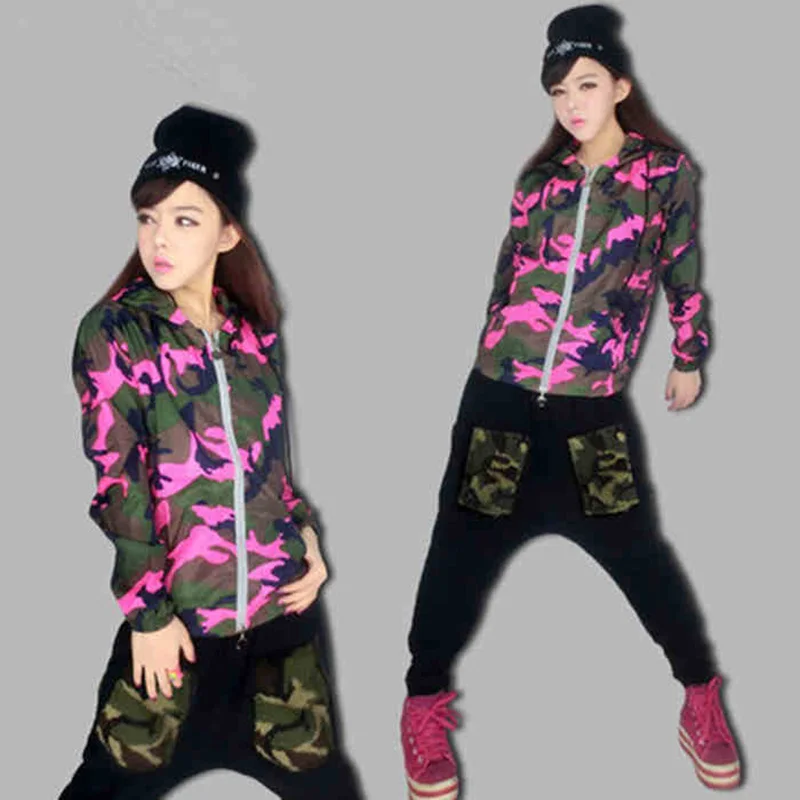 Free Shipping New Design Women Down Jacket Outerwear Camouflage Top Hooded Pink Fashion Women
