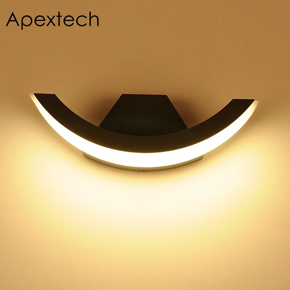 

Apextech Waterproof LED Wall Lamp 10W Aluminum Moon Shaped Outdoor Wall Washer Porch Lamps Balcony Courtyard Garden Lights