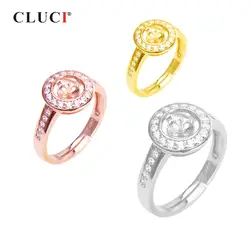 CLUCI 925 стерлингового серебра круглые ювелирные изделия из циркония женские жемчужные кольца монтажные серебряные 925 кольца ювелирные