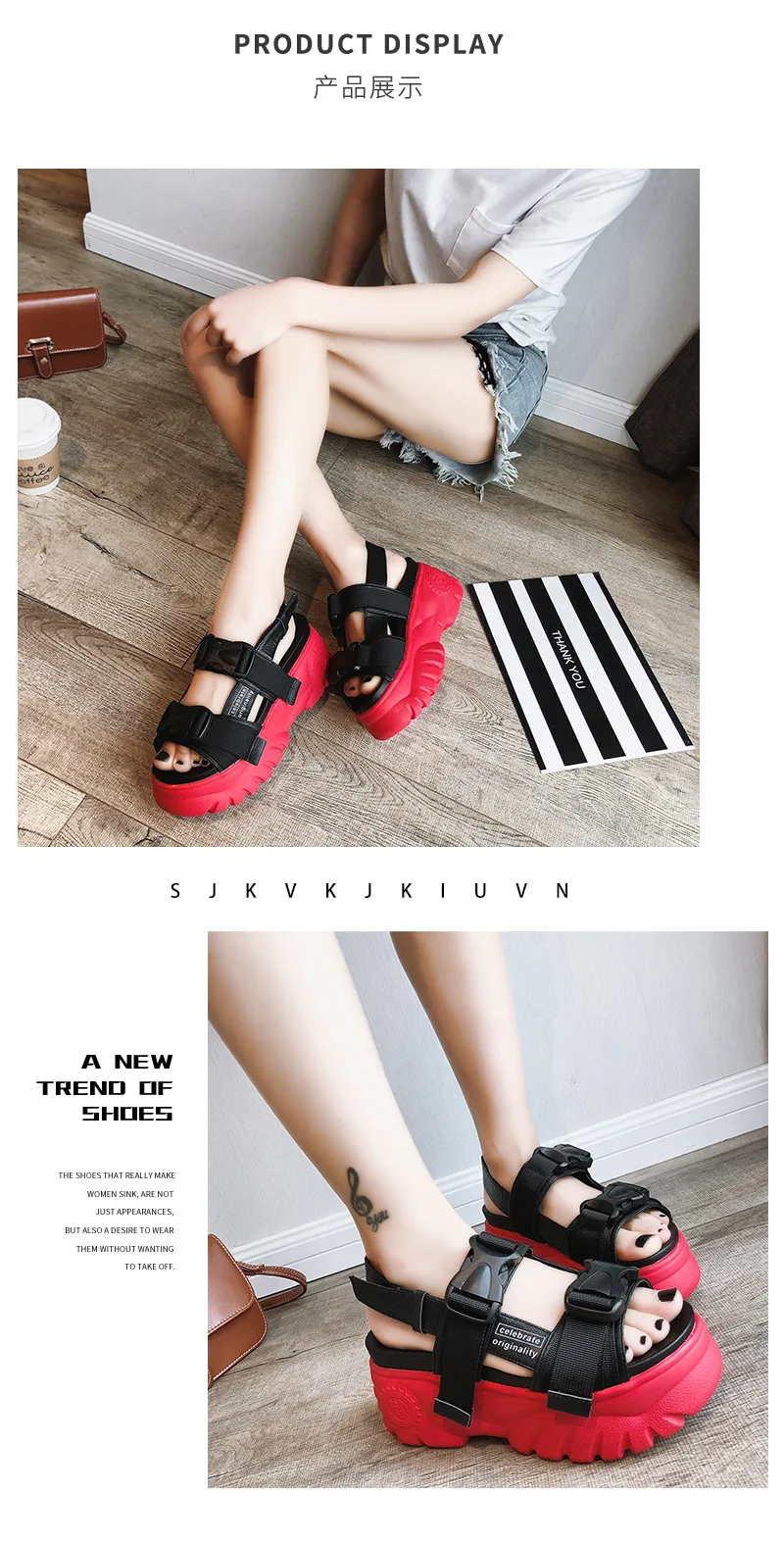 Г., летние женские сандалии на толстой подошве повседневная Корейская пляжная обувь на танкетке сандалии на платформе с открытым носком на среднем каблуке с пряжкой