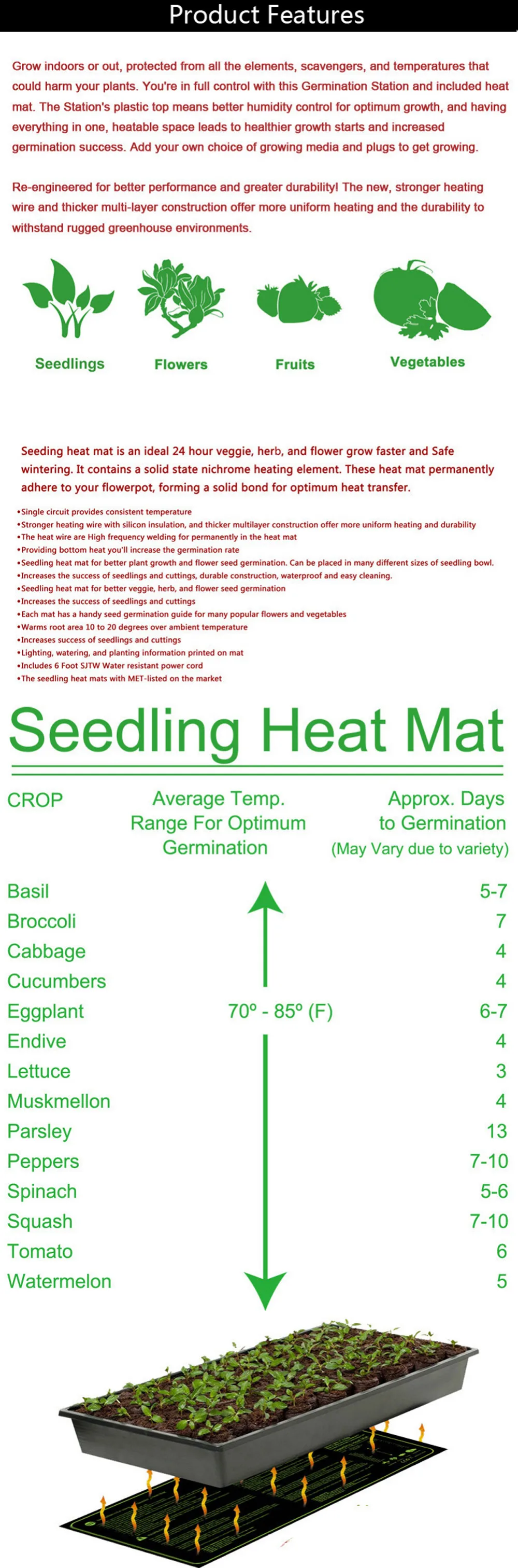 germinação crescimento calor esteira 50x25cm 110 v