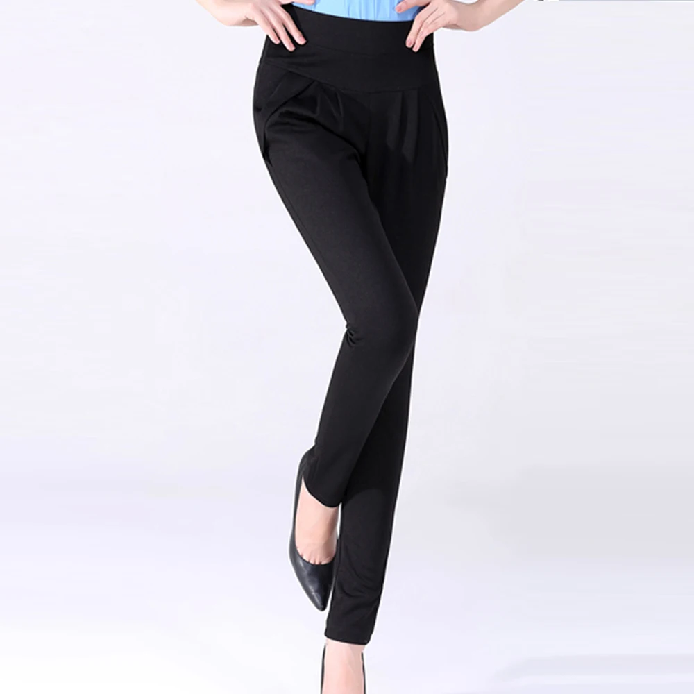 New Plus Size Women High Waist Pants Loose Stretch Harem Pants Female Casual Long Trousers Classic Pleated Pocket Office Pants Pants