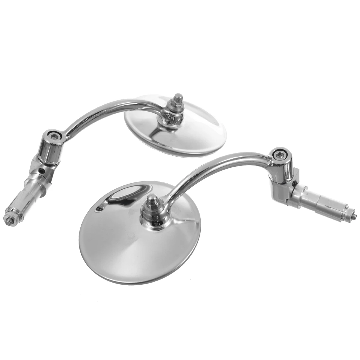 1Pair Motorcycle Rear View Mirrors Motorbike Handle Bar End Rear View Mirrors Chrome For Cafe Racer