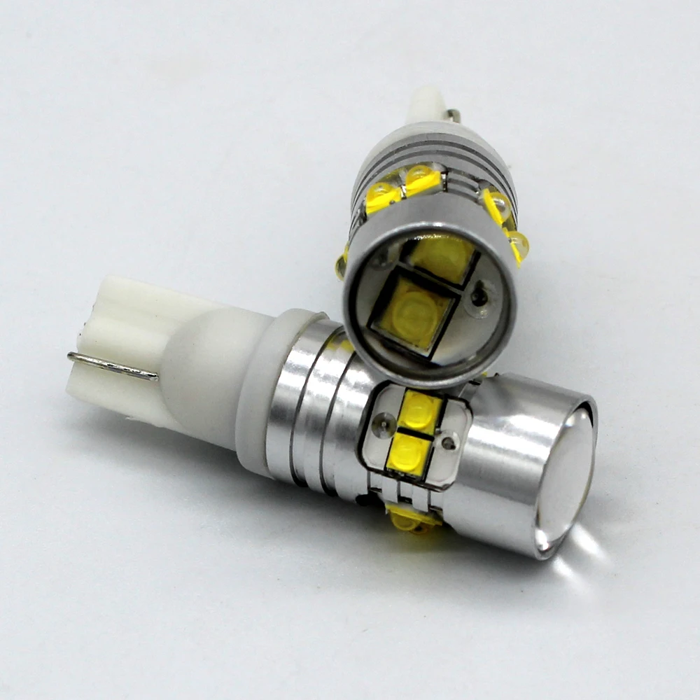 

2x T10 194 W5W CREE Chip Led White/Yellow 50W With Len Projector Aluminum Case Bulbs DRL Car Interior Reverse Source Light