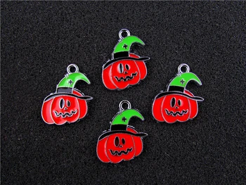 

AE678 Mix Color 100Pcs Alloy Metal Enamel Christmas Pumpkin Charms Pendant 27x21mm