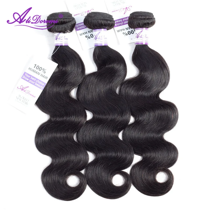 [Alidoremi ] Peruvian Body Wave Hair Bundles 100% Human Hair Weave Natural Color 8-30 Inch Non Remy Hair Extension