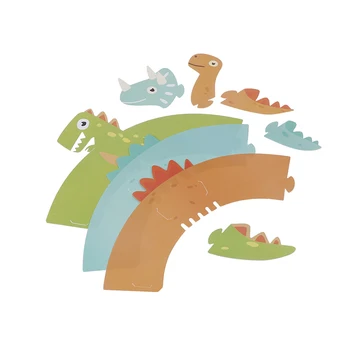 

12pcs 3 styels Cartoon Dinosaur Cupcake Wrapper Paper Birthday Party Supplies Kids Baby Shower Cake Decoration Supplies Dino