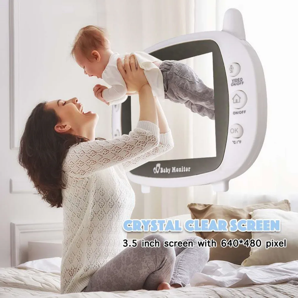 

BAPASCO video nanny baby monitor with camera 2.4 inch LCD IR Night Light Vision Intercom 4 Lullabies Temperature Sensor 2X Zoom