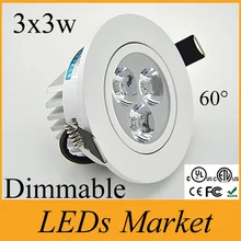 Испания Стиль 3*3 Вт downlight затемнения 110-240 В встраиваемые светодиодные светильники для дома теплый холодный белый cri 85 60 угол DHL