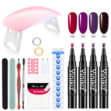 Полный маникюрный набор светодиодный фонарь одношаговый клей для ногтей сплошной цвет костюм УФ-гель для ногтей набор Инструменты для маникюра