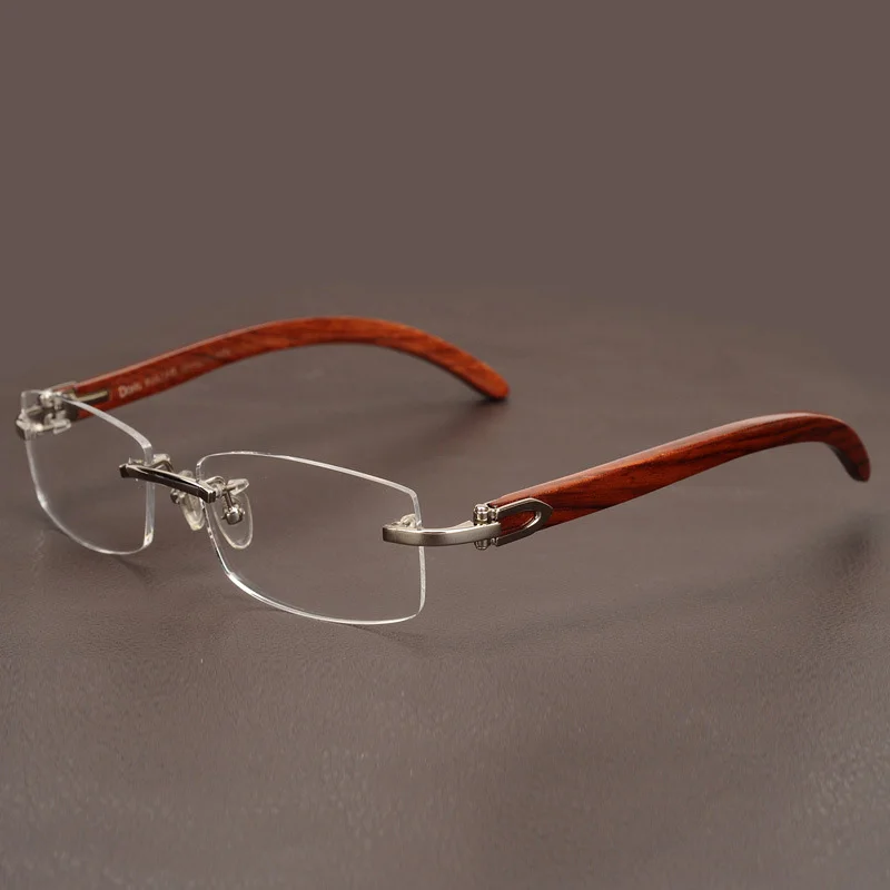 AZB деревянная оправа для мужчин золото безободковая оправа для очков для мужчин близорукость диоптрий Оптический Рецепт Роскошные Брендовые очки
