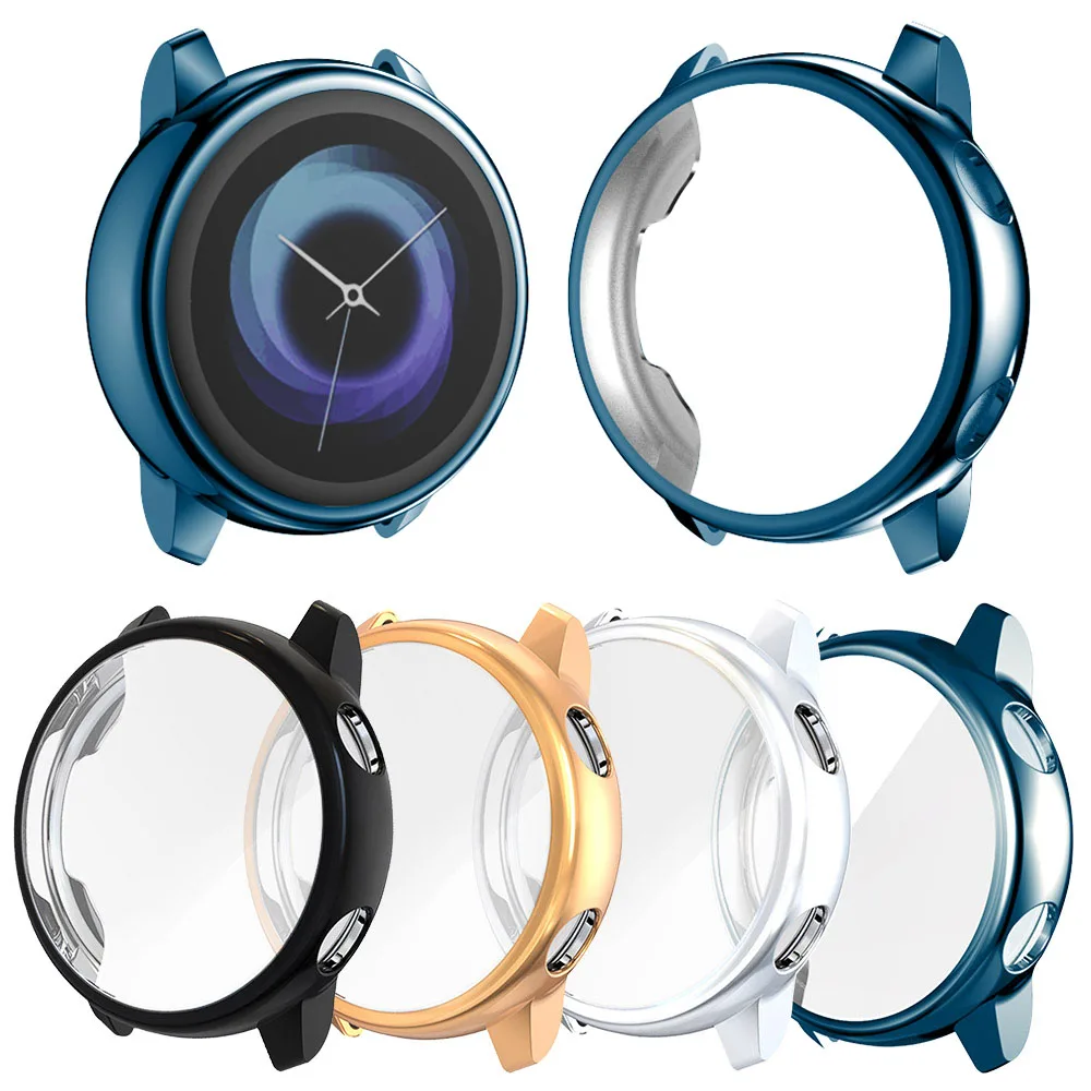 

Ultra-thin Plating TPU Screen Protective Case for Samsung Galaxy Watch Active SM-R500 All-Around Protector Cover Shell Frame