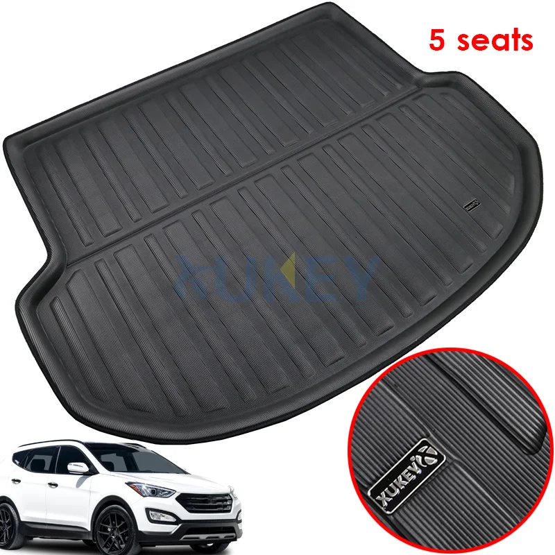 

Fit For Hyundai Santa Fe 5 Seater IX45 2013-2018 Floor Mat Rear Trunk Cargo Tray Boot Liner Carpet Protector 2014 2015 2016