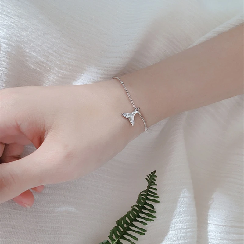 Хвост русалки простой креативный свежий 925 пробы Серебряный темперамент Женский модный изменяемый Размер браслеты SBR019