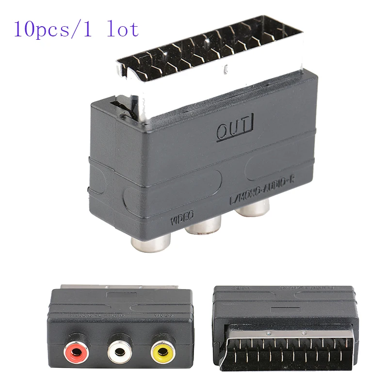 10 шт. RGB Scart адаптер для 3RCA AV кабель NES/WII DVD видеомагнитофон RCA|Кабели| |
