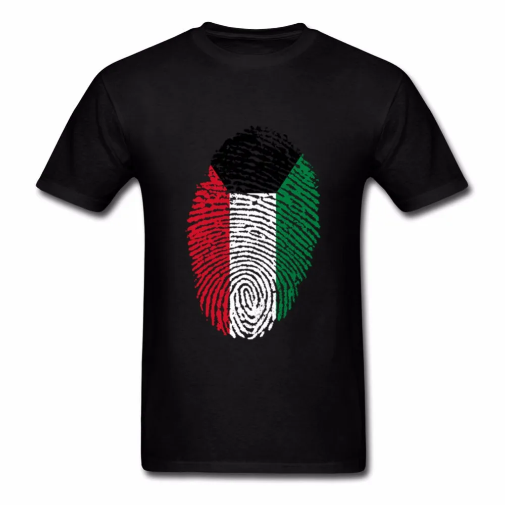 Kuwait Flag Fingerprint Men's T Shirt T Shirt For Men 2018 New Short