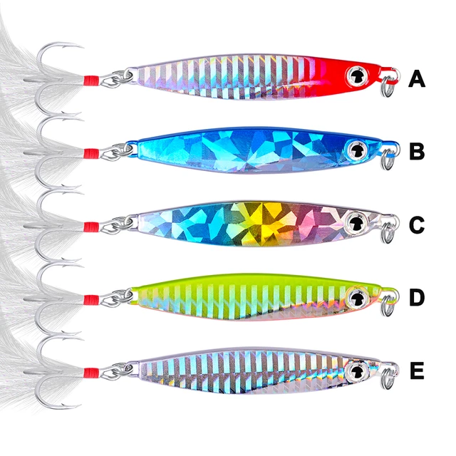 5pcs/lot PRO BEROS Fishing Lures with Spoon Lures 10g/15g/20g Fishing Tackle  with High Carbon Hook with Feather Metal Bass Bait - AliExpress