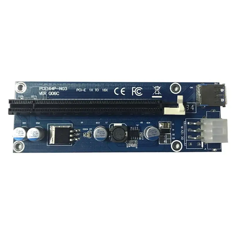 PCI-E Riser Card 1x до 16x PCI Express Extender Riser Card видеокарты адаптер USB 3,0 6Pin SATA питание для BTC добыча