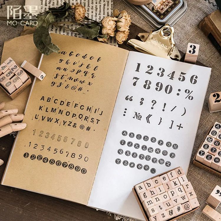 

Retro typer digit letter character series date seal stamp daily plan wood and rubber seal log rubber stamp decorative dairy book