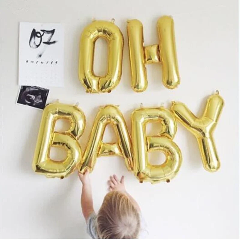 6 шт с надписью OH BABY буквами Фольга воздушные шары 16 &quotзолото Пол раскрыть Baby Shower