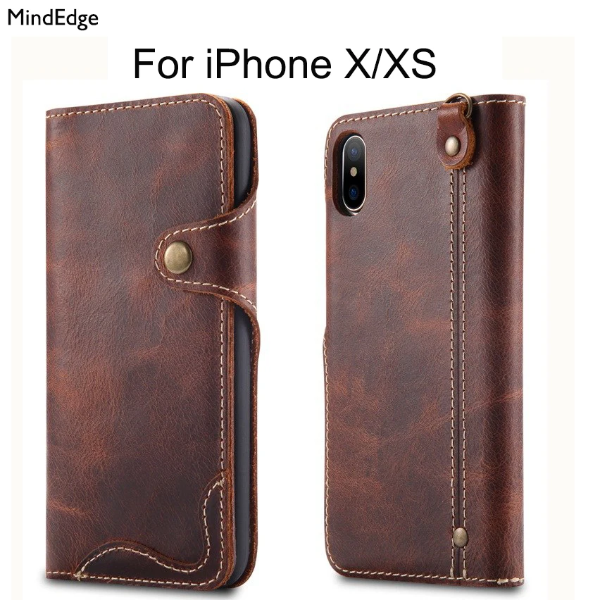 

Luxury Business Style Genuine Real Leather Wallet Flip Case For iPhone X Case Cover Card Holder Ultra Thin Phone Case Coque