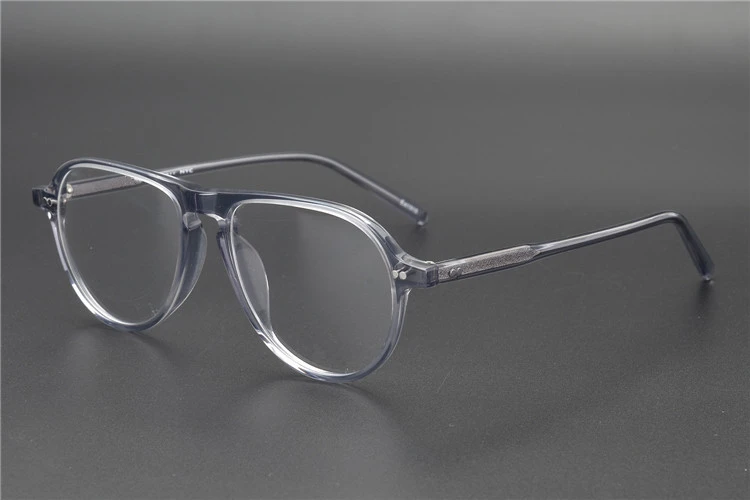 Высококачественные прозрачные женские очки из ацетата, мужские авиационные аксессуары, очки для близорукости, оправа, новые фирменные дизайнерские очки - Цвет оправы: Gray