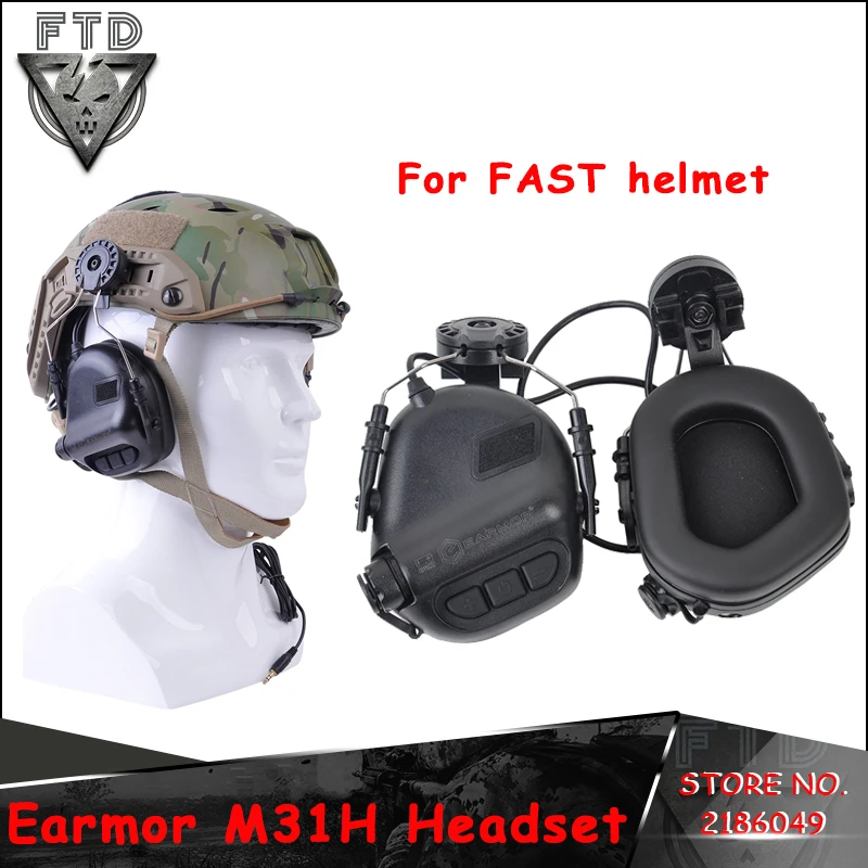 

OPSMEN Earmor M31H Tactical Hearing Protection Earmuff for FAST Helmets Adapter No Microphone Hunting Headphone