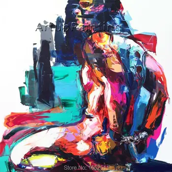 

Palette knife painting portrait Palette knife Face Oil painting Impasto figure on canvas Hand painted Francoise Nielly 15-13