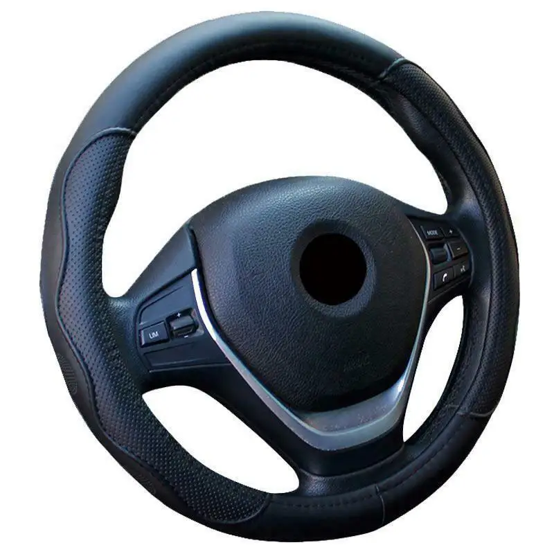 Черный Auto Car Steering-wheel Cover High Steering Cover 5 Colors Anti-slip For 38CM/15 - Название цвета: Черный