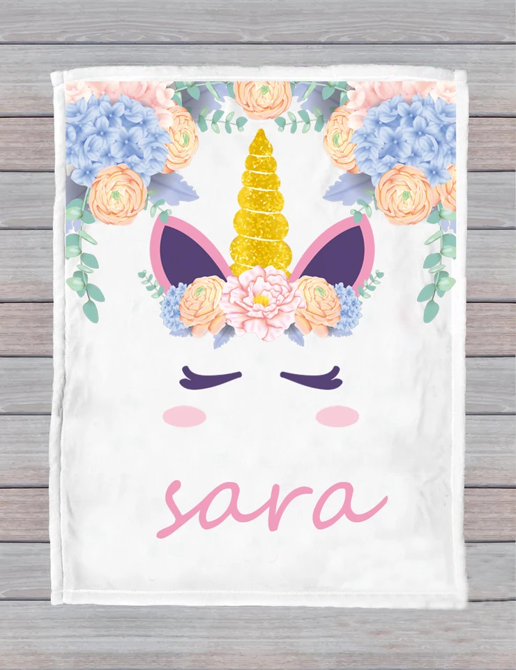 unicorn blanket with name