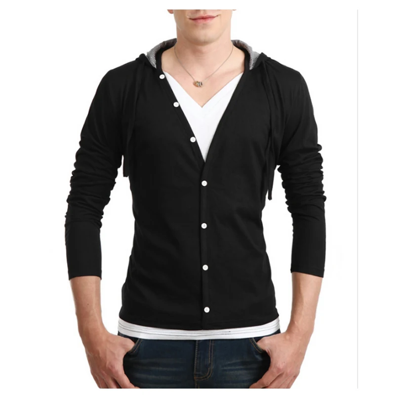 

T Shirt Homme 2018 Erkek Tshirt Solid Color HoodedCompression Shirt Mens Tshirt Brand T-Shirt Homme Shirts Men Slim T-Shirt XXL