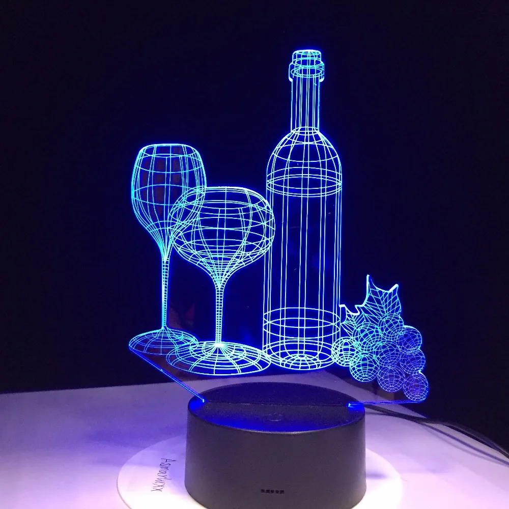 Бутылка для вина 3D настольная лампа Led 7 Красочный акриловый ночник друзья Birhtday подарки для сна освещение прикроватный Декор для спальни