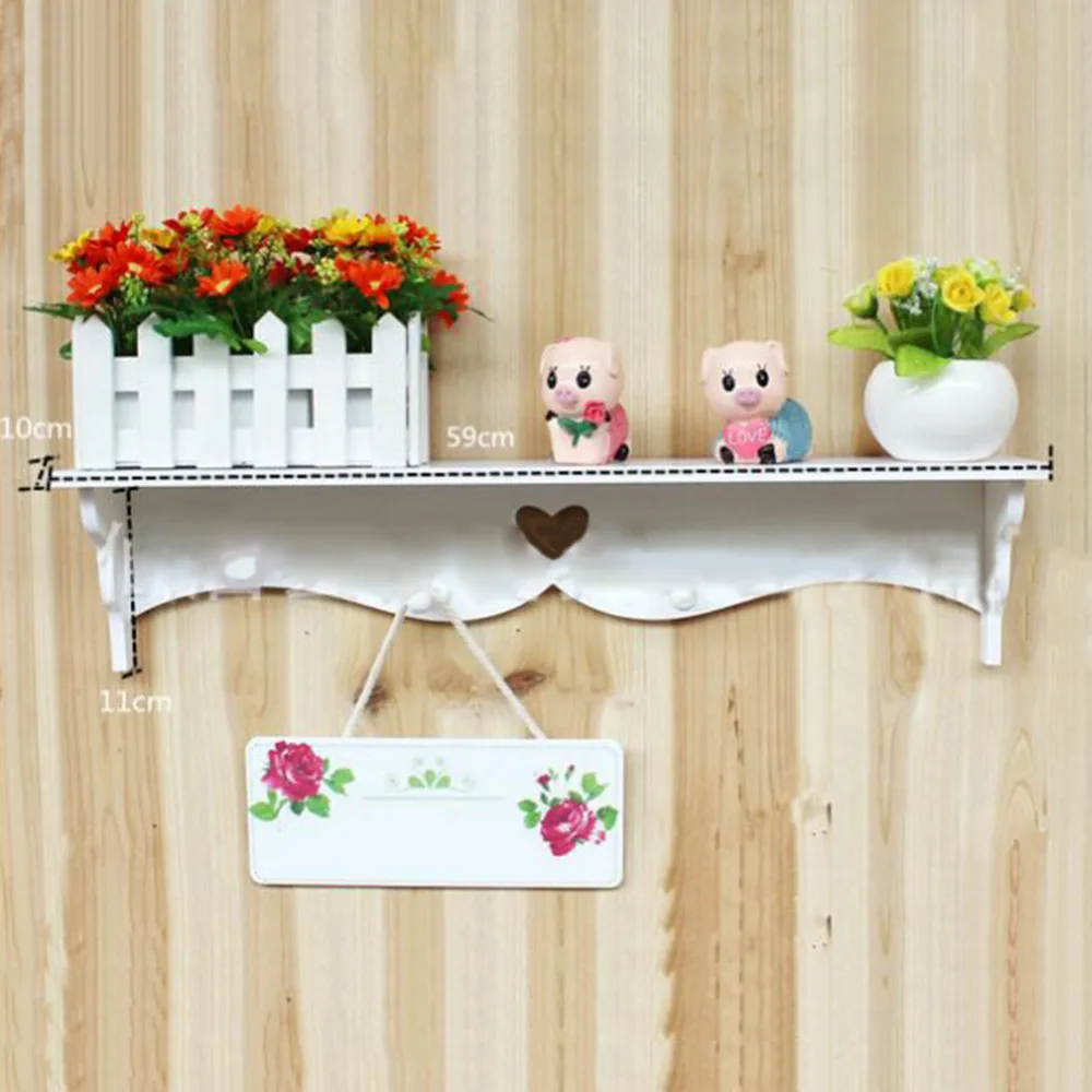 White Decorative Wall Shelf Carved Hanging Hollow Decoration Coat Rack ...