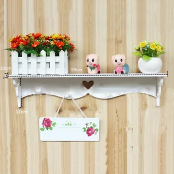 

White Decorative Wall Shelf Carved Hanging Hollow Decoration Coat Rack Hook Furniture Shelves Home Kitchen Hanger
