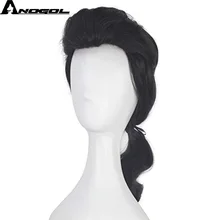 Красота от anogol и чудовище принц Гастон парик черный короткий кудрявый парик косплей синтетический для Хэллоуина Ролевые вечерние волосы костюм