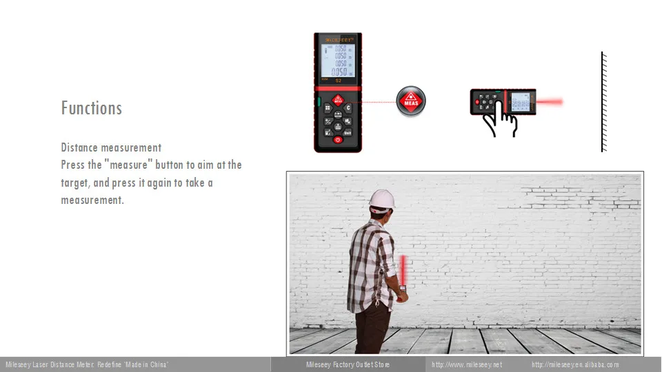 Mileseey S2 40 м лазерный дальномер измерительный синий точность 2 мм Максимальная площадь/объем тестер инструмент