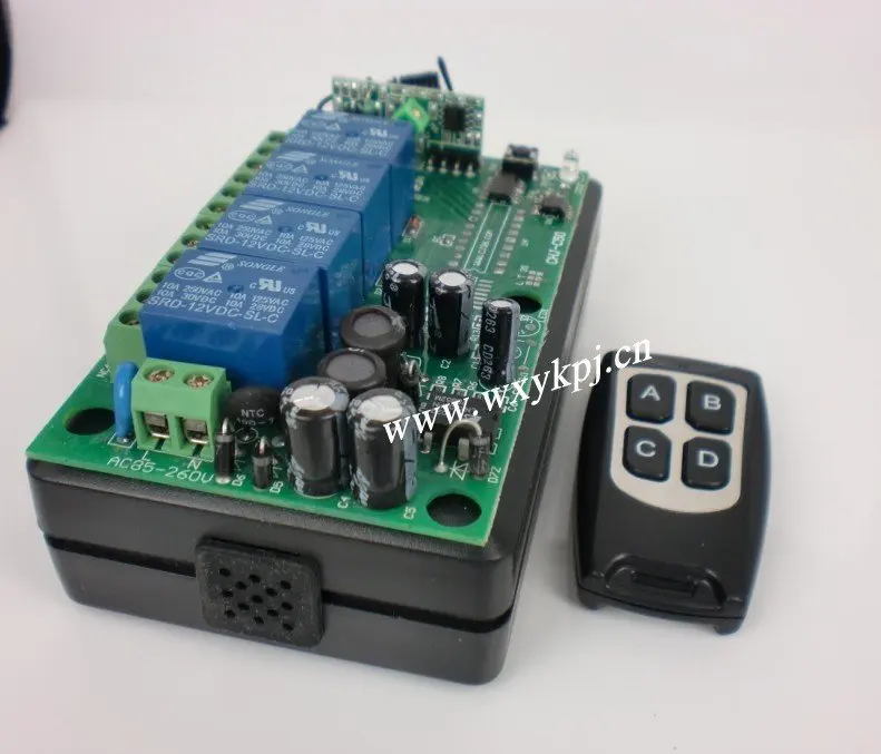 

Wide Rang Voltage 85V~220V 10A 4CH Ch RF Wireless Remote Control System Remote &Receiver Learning code