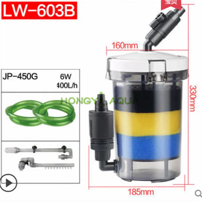 SUNSUN Transparent LW-602B/LW-603B Aquarium Pre-filter With Filter Cotton Mini Fish Tank Filter Barrel With 6W Pump