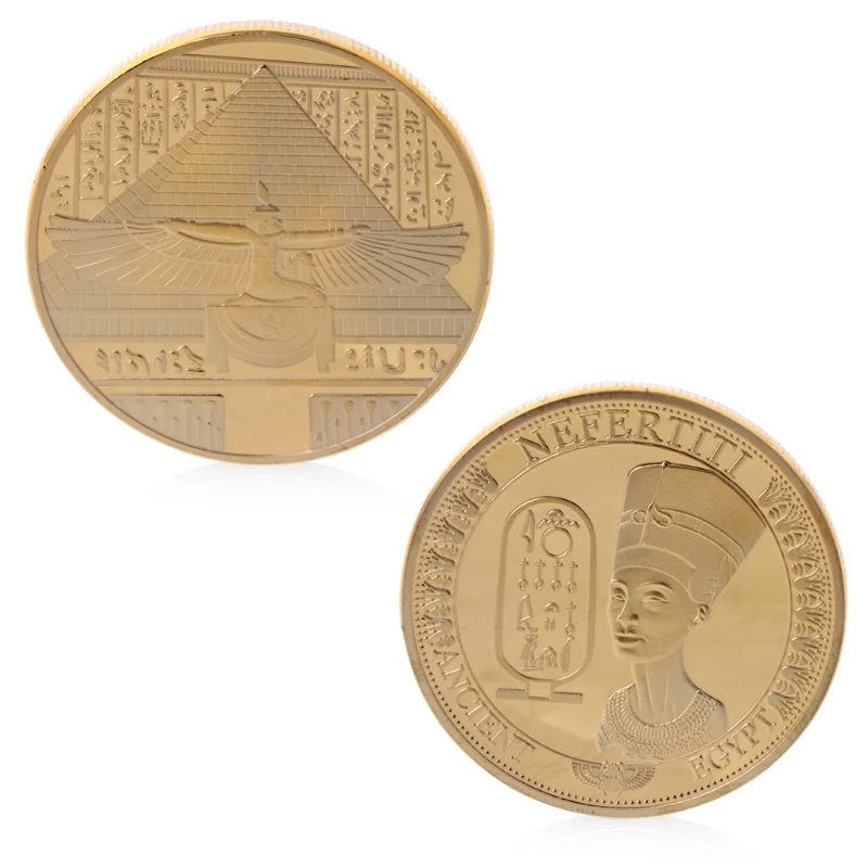 

Gold Plated Ancient Egypt Nefertiti Commemative Challenge Coin Collection Gift