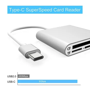 

3 in 1 USB Type-C High Speed Card Reader CF SD TF Micro SD Card Reader For Windows Mac os Linux