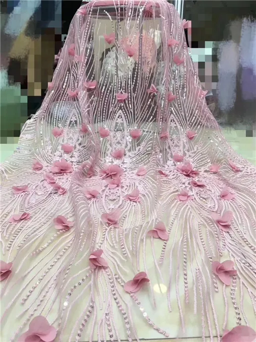 

African Lace Fabric 2019 High Quality French beads Laces Fabrics High Quality Tulle Nigerian Lace Fabrics For Wedding Blue(FJ-4